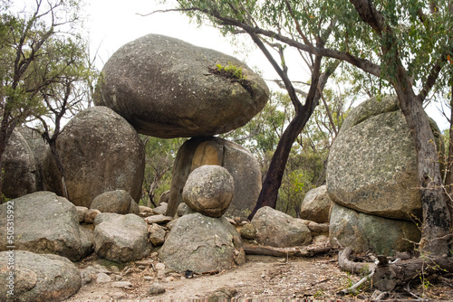 Large, Granite and balancing boulders at Girraween National Park, Queensland, Australia.  photo