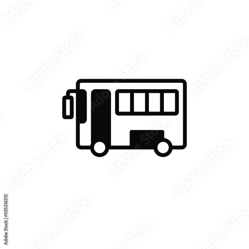 Bus, Autobus, Public, Transportation Solid Line Icon Vector Illustration Logo Template. Suitable For Many Purposes.