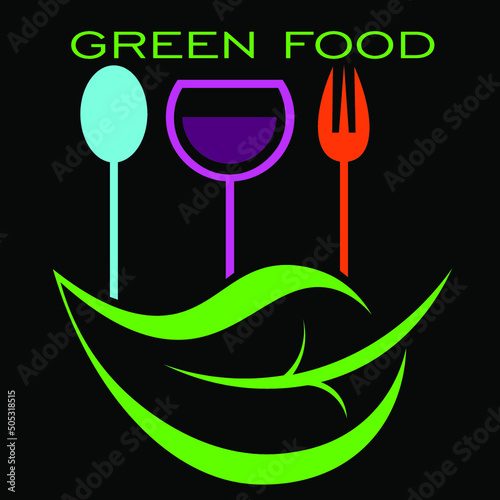 abstract minimal eco food logo made of silhouettes