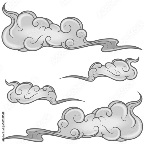 Clouds vector design in Japanese traditional style