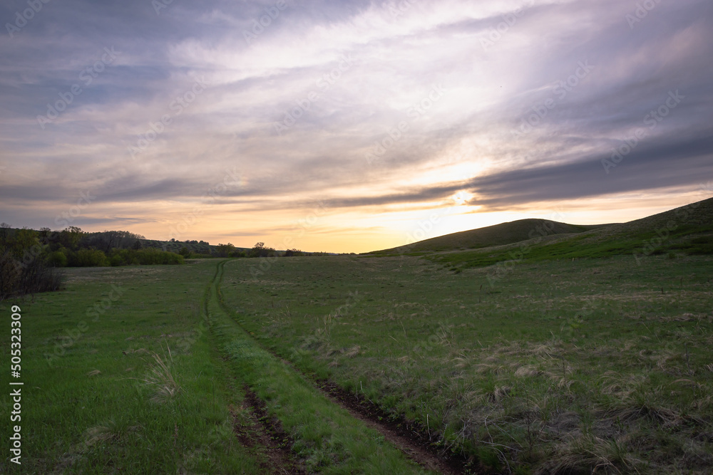 Obraz premium Sunset, tides landscape of spring nature.