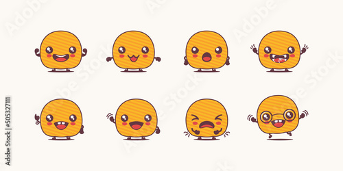 chips cartoon. food vector illustration. with different faces and expressions
