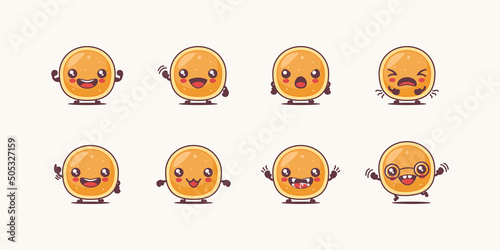 pancake cartoon. food vector illustration. with different faces and expressions