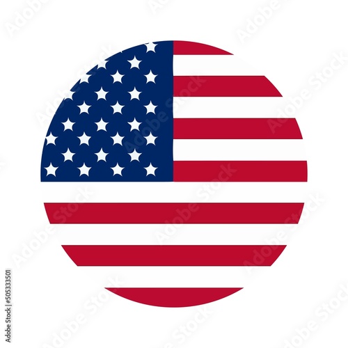 American Flag Circle Flat Design Vector Illustration