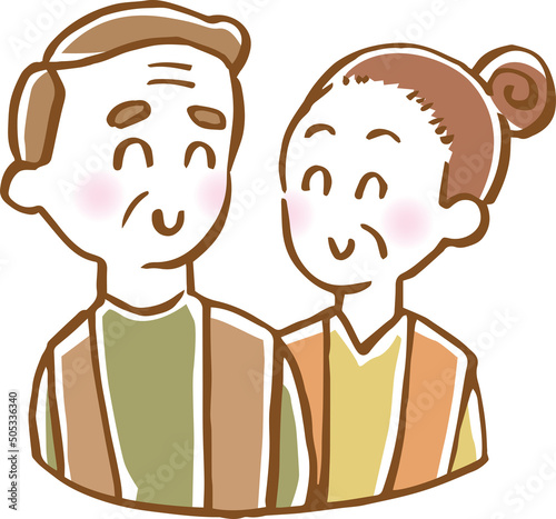 敬老の日　仲良し老夫婦のイメージイラスト