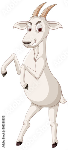 White goat standing on two legs