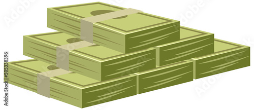 Money banknotes stack in cartoon style