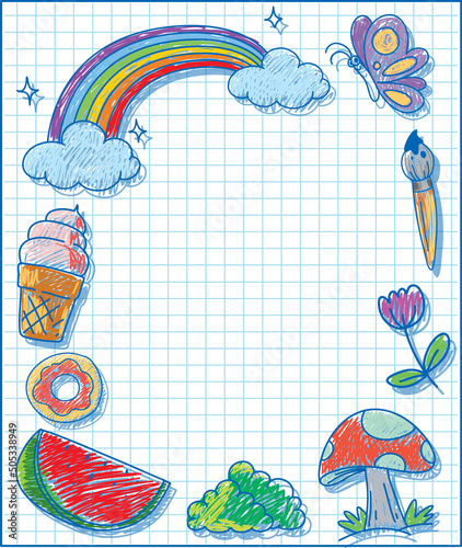 Hand drawn coloured crayon background template