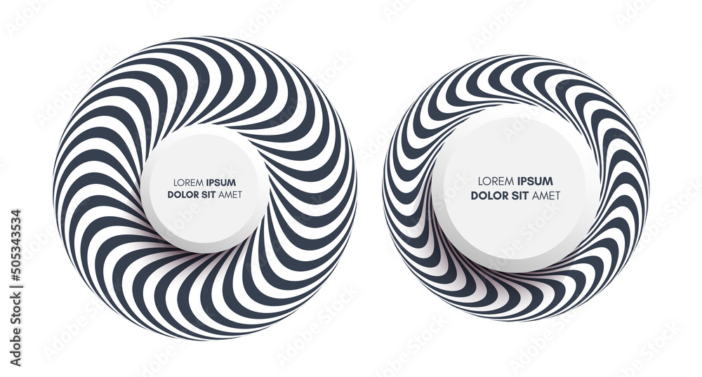 Striped torus. Abstract design element. Optical art. Vector illustration. Striped torus. Abstract design element. Optical art. Vector illustration.