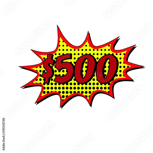 $500 comic burst vector sign