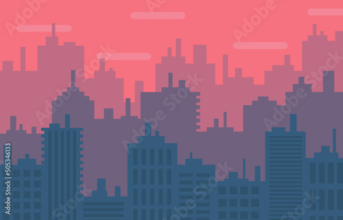 modern flat city building silhouette illustration