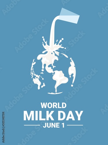 Vector illustration, globe splashed with a glass of milk, as world milk day concept.