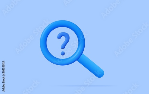 Blue question mark and search magnifying glass
