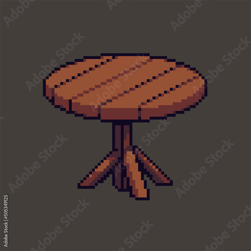 Fully editable wooden table vector pixel art for game development, graphic design, poster, and art.
