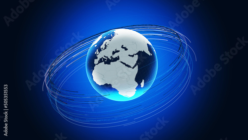 Earth continents/3d rendering Earth continents with digital communication lines system. 3d rendering
