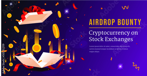 Airdrop Banner, Celebration Anniversary Crypto, Crypto Gift Banner Vector Illustration