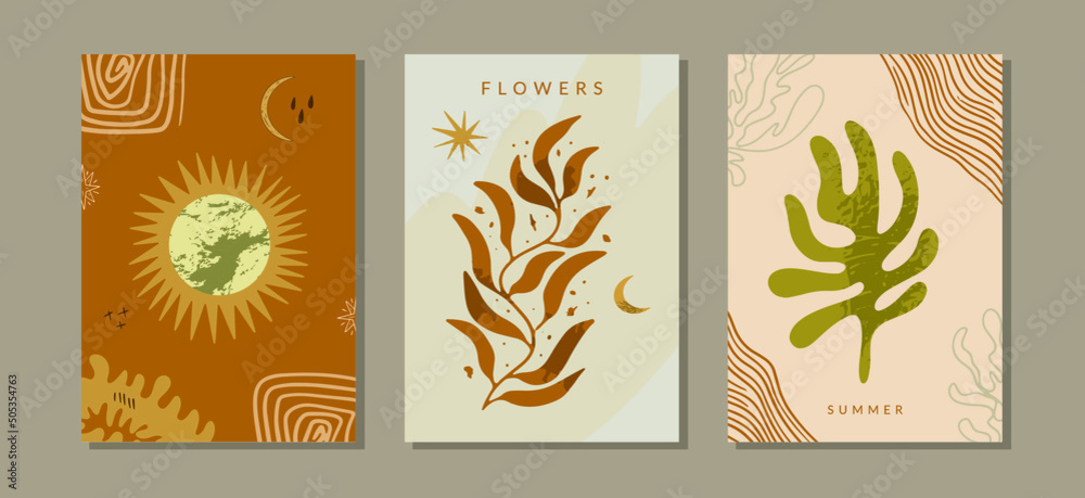 Vector modern set of abstract A4 hand-painted summer art compositions for print, fabric, banner, poster, poster Vector modern set of abstract A4 hand-painted summer art compositions for print, fabric, banner, poster, poster