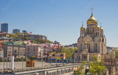 Top view of Vladivostok. Golden Horn Bay.