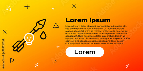 Line Poison on the arrow icon isolated on yellow background. Poisoned arrow. Colorful outline concept. Vector