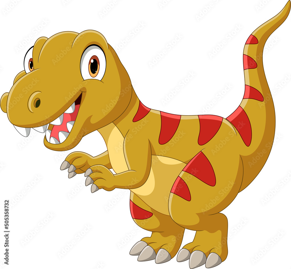 Cartoon little dinosaur on white background Stock Vector | Adobe Stock