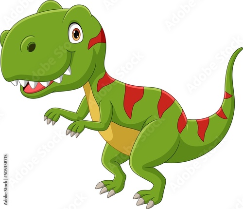 Cartoon green dinosaur on white background