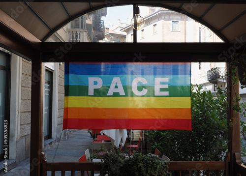 Italian pace transl. peace flag photo