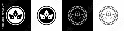 Set Vegan food diet icon isolated on black and white background. Organic, bio, eco symbol. Vegan, no meat, lactose free, healthy, fresh and nonviolent food. Vector