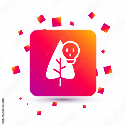 White Poison flower icon isolated on white background. Square color button. Vector
