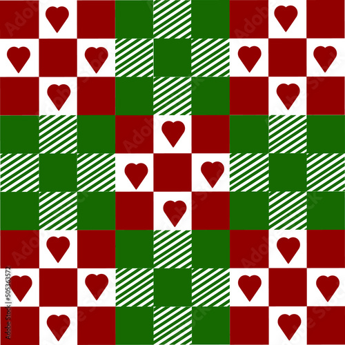 Abstract red green plaid seamless checkered pattern vector 