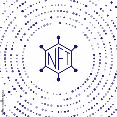 Blue NFT blockchain technology icon isolated on white background. Non fungible token. Digital crypto art concept. Abstract circle random dots. Vector