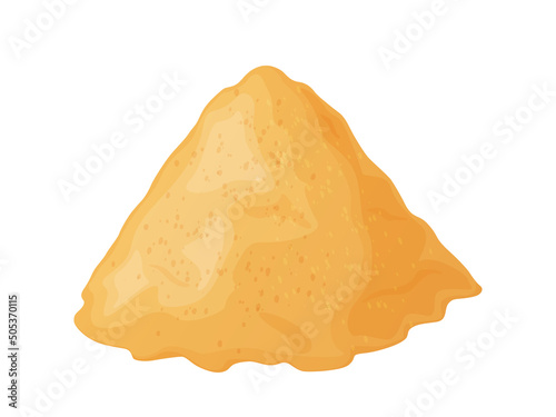 Heap of sand. Yellow sand mound. Sandy dune in desert or at beach.