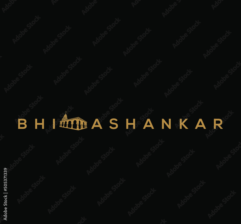 Bhimashankar Typography with the temple icon. Bhimashankar Lord Shiva temple. Bhimashankar Typography with the temple icon. Bhimashankar Lord Shiva temple.