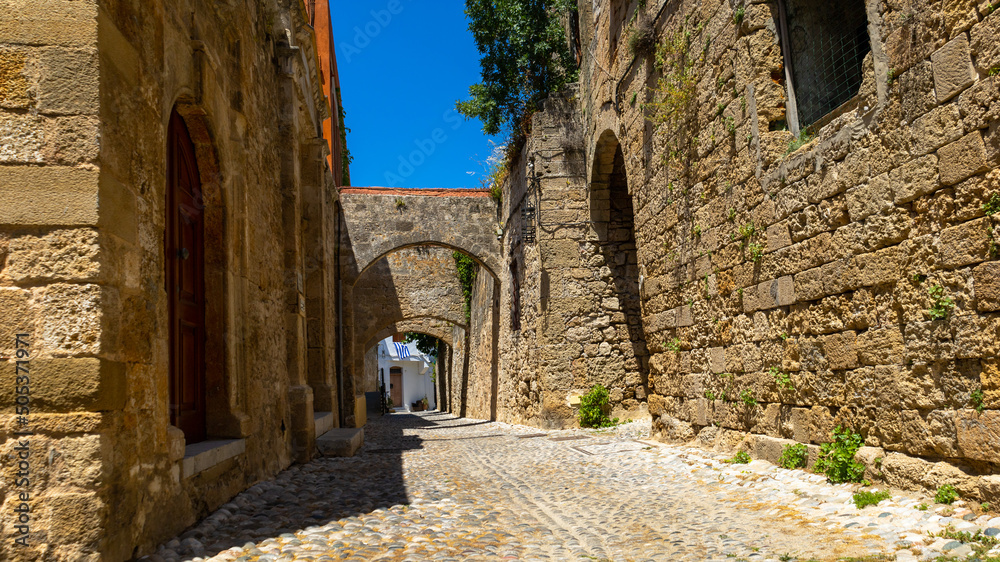 The historical old town of Rhodes, Greece