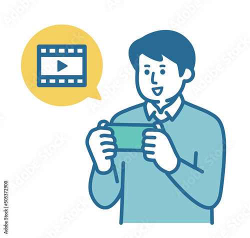 Men watching videos on smartphones