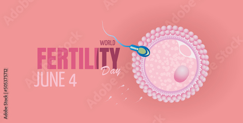World Fertility Day.June 4. Egg and sperm on colored background. photo