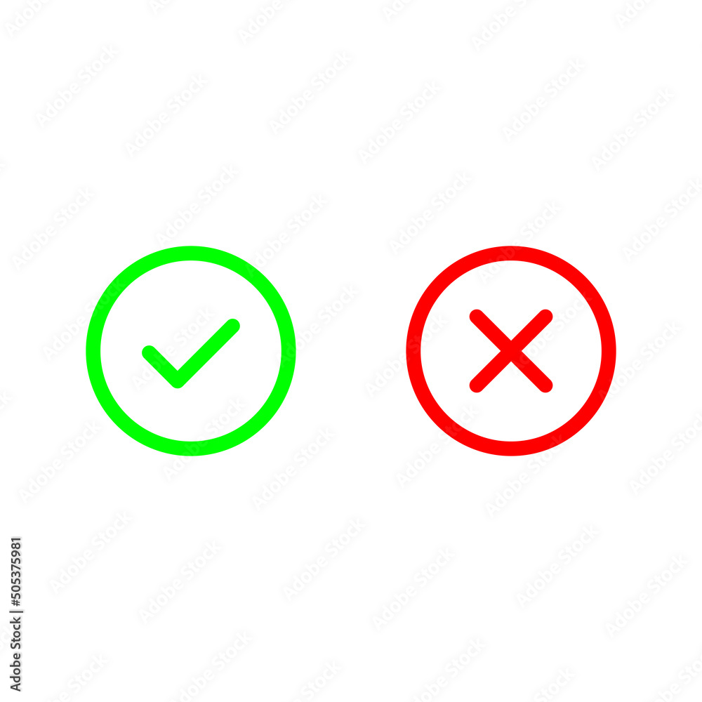 Cross and Check mark vector icon Cross and Check mark vector icon
