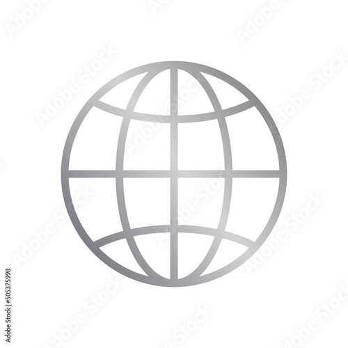 Globe web icon with metal gradient