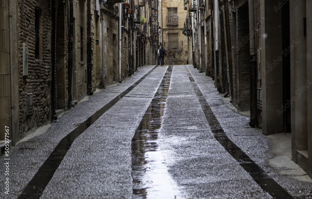 Wet stone street