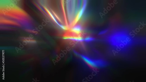 A light beam through a prism. Rainbow holographic rays. Abstract background