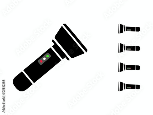 Flashlight outline coloring page vector cartoon illustration
