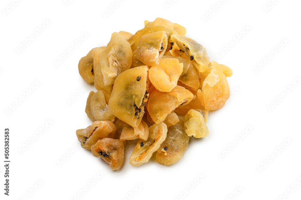 Dried passion fruit isolated on a white background.