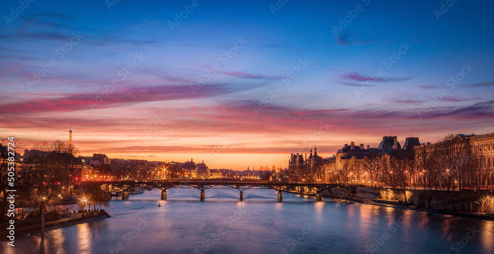 Paris view with bridges over Seine