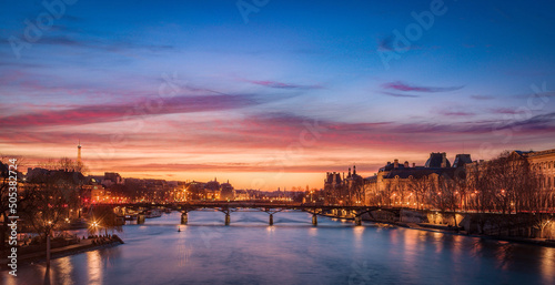 Paris view with bridges over Seine
