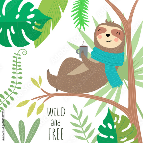 Super cute sloth. Wild and Free. 