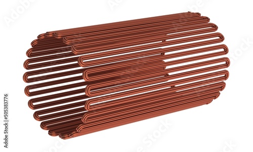 Electric motor copper coil isolated on white background 3D rendering photo