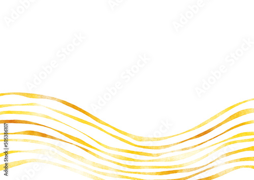 手描きの波の背景 金色