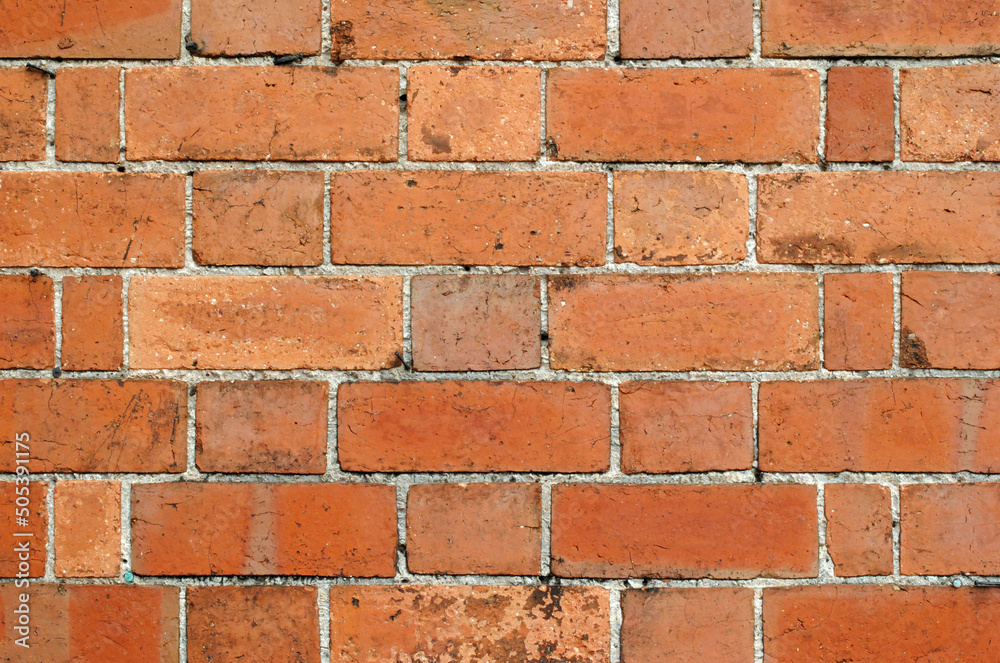 Red Textured Btrick Wall in Close Up Red Textured Btrick Wall in Close Up
