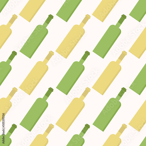 Pattern of yellow and green bottle on light background