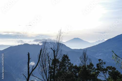 Mountain views from Sikunir Hill in Dieng photo
