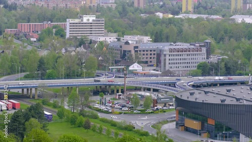 Frydek Mistek, Czech Republic: Aerial view of Frydek Mistek and Beskydy Mountains with Lysa hora, Ondrejnik and Palkovice near Ostrava photo